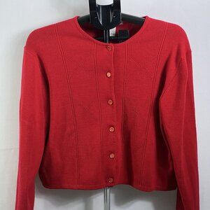Petite Sophisticate red cardigan sweater size large